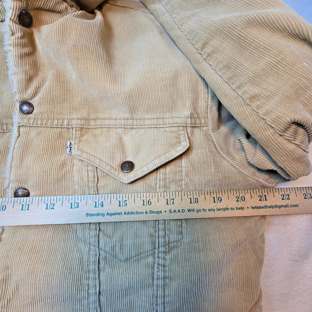 Vintage Levis Corduroy Sherpa Lined Trucker Jacket Mens Large 42 USA 80s Classic